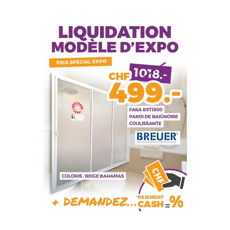 Paroi de douche - Liquidation "Modèles d'expo"