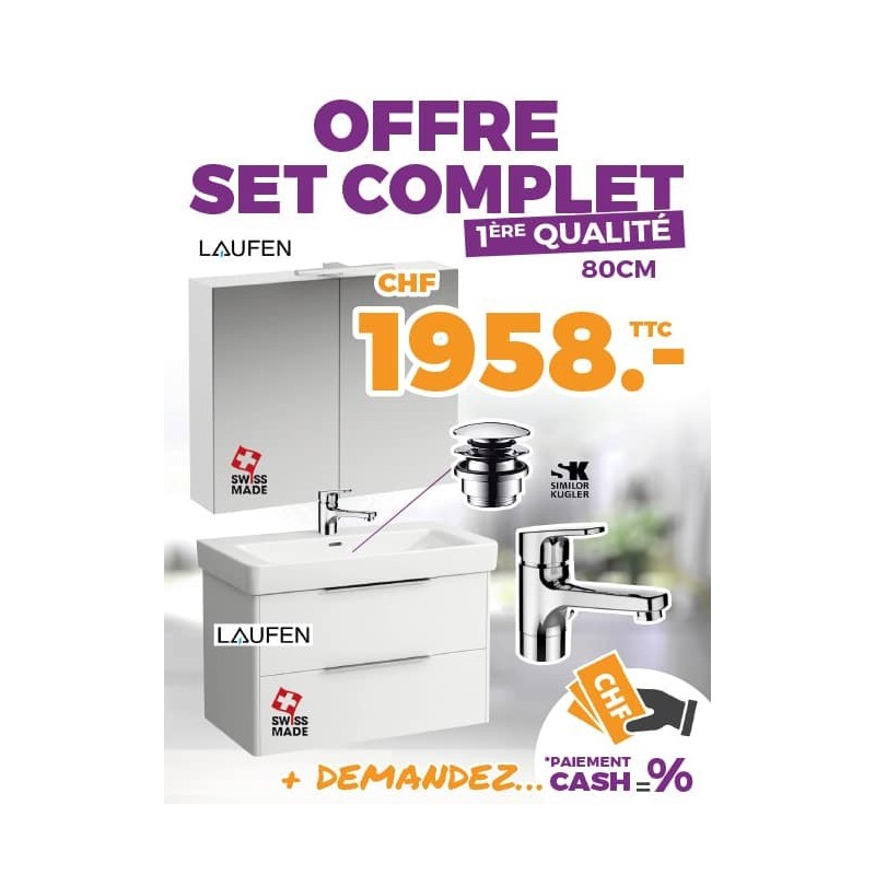 Offre set complet 1er qualité Laufen Avona Citypro 80cm