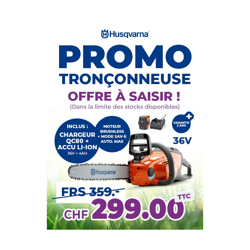 HUSQVARNA TRONCONNEUSE 120i 30CM A ACCU 36V 4AH LI-ION SET ACTION