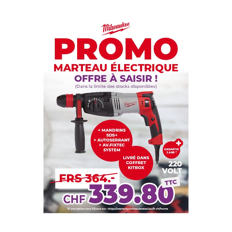 MILWAUKEE MARTEAU ELECTRIQUE PH 28X 220VOLT ACTION