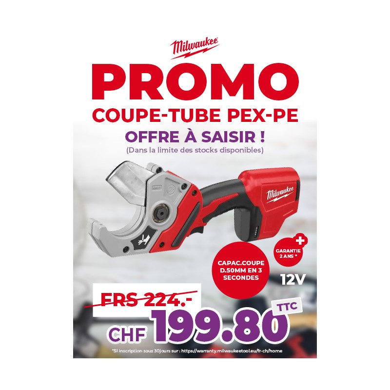 MILWAUKEE COUPE-TUBE PEX-PE M12 PPC-0 PR ACCU 12V